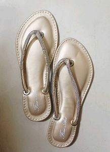 Sparkly Gold Crystal Embellished Flip Flops