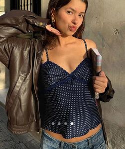 Navy Blue Polka Dots Cami Top