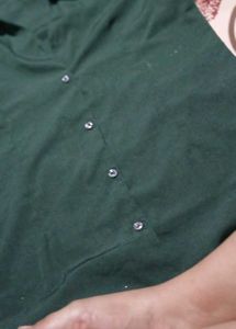 Women Half Sleeve Dark Green Shirt