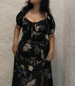 Floral Print A-line Midi Dress