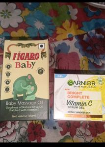 figaro baby massage oil amd Garnier serum cream..