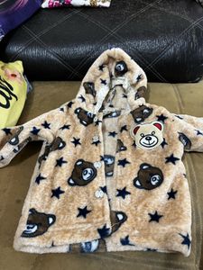 Cute Bear Print Baby Fur Jacket