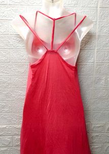 Peach Designer Back Cotton Comfy Dress