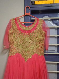 Heavy Worked Semi- Bridal Gown - Pink : L Size