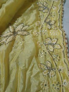 Yellow cutdana work saree