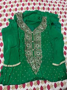 Stone Work Kurta Set With Heavy Dupatta