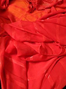 Blood Red Designer Chiffon Saree