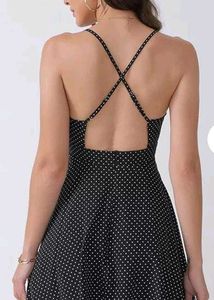 Polka Dot short flared black dress
