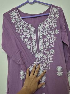 Lavender Embroidered Kurti