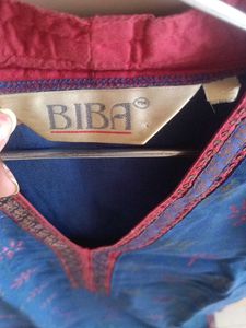 Biba Blue Lotus Print Kurta Set