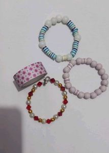 Handmade Beaded Bracelet Bundle With Designer Tape