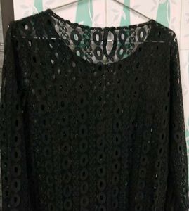 Black Crochet Short Dress (Lace Pattern)