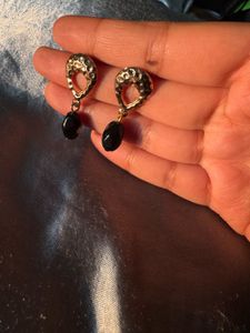 Elegant Gold & Black Drop Earrings