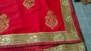 Tomato Pink Saree With Blouse