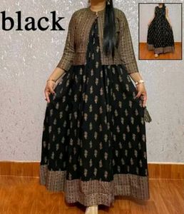 Black &amp; Gold Print Maxi Dress with Jacket