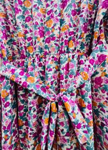 Floral Mini Puffed Sleeves Dress