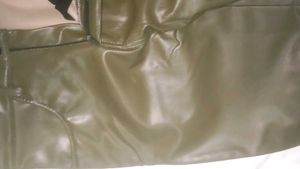 Olive Green Faux Leather Pants