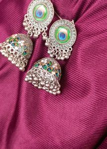 Peacock Jhumka Earrings