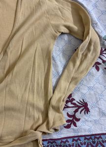 Yellow Ribbed Wrap Top
