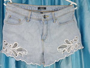 Nuon Denim Shorts with Cutouts