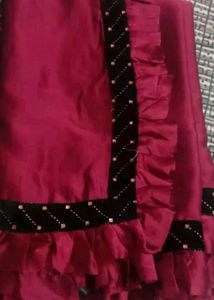 Elegant Maroon Ruffle Saree