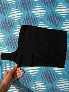 Black One-Shoulder Tank Top - S