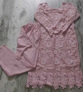 Pink Floral Dress Material