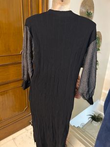 Black Midi Dress with Mesh Sleeves