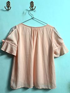 Peach New Top With Lace Sleeve