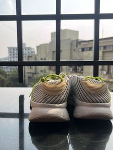 White &amp; Neon Green Sneakers