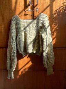 Sage Green Cable Knit Sweater