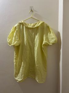 Chic Yellow Ruffle Collar Top