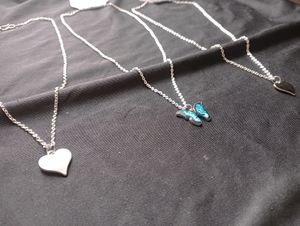 White Heart, Blue Butterfly & Black Heart Locket