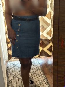 Denim Button-Front Mini Skirt