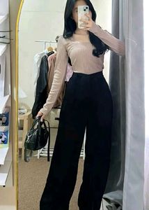 Black Korean Wide Leg Pants