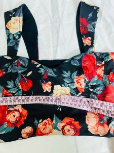 Ewa Young Black Floral Crop Top &amp; Skirt