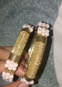 *Gold-Toned Pearl Bangles*