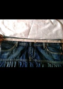 Y2k Cute Pleated Denim Skirt
