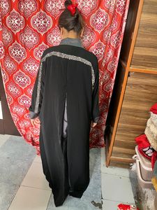Front Open Abaya With Work On Back