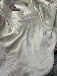 White Korean Imported Full Sleeves Backless Top