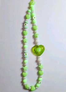 Green And White Beads Phone Charm