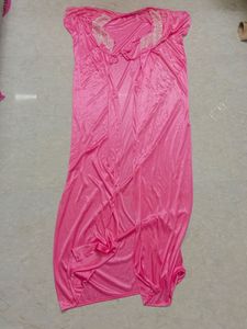 Pink Satin Kaftan Nightgown with Lace Detail