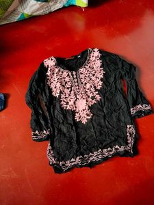 The Top With Pink Embroidery Design In Size M