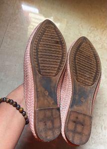 Peach Beautiful chappal With Intricate Work