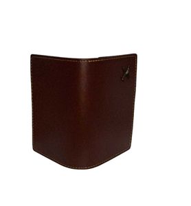 Brown Leather ID Holder Keychain