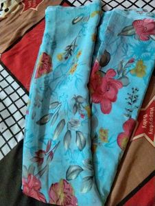 Georgette Aqua Blue Saree With BlouseName: Georget