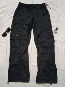 Low Waist Black Trendy Baggy Cargos