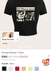 Savana Crop Graphic Print Black Tee