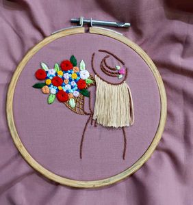 Floral Embroidery Girl Art