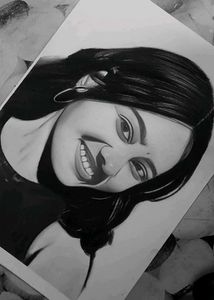 Charcoal Portrait of Smiling Woman